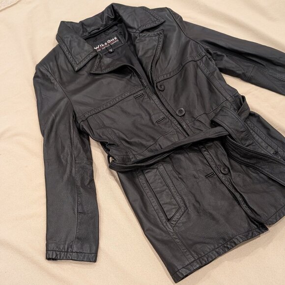 Wilson Belted Leather Mini Trench Jacket with Thinsulate - Women's sz M - Picture 4 of 11